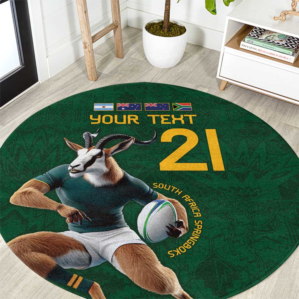 South Africa Rugby Custom Round Carpet Glory Be To Springboks - Wonder Print Shop