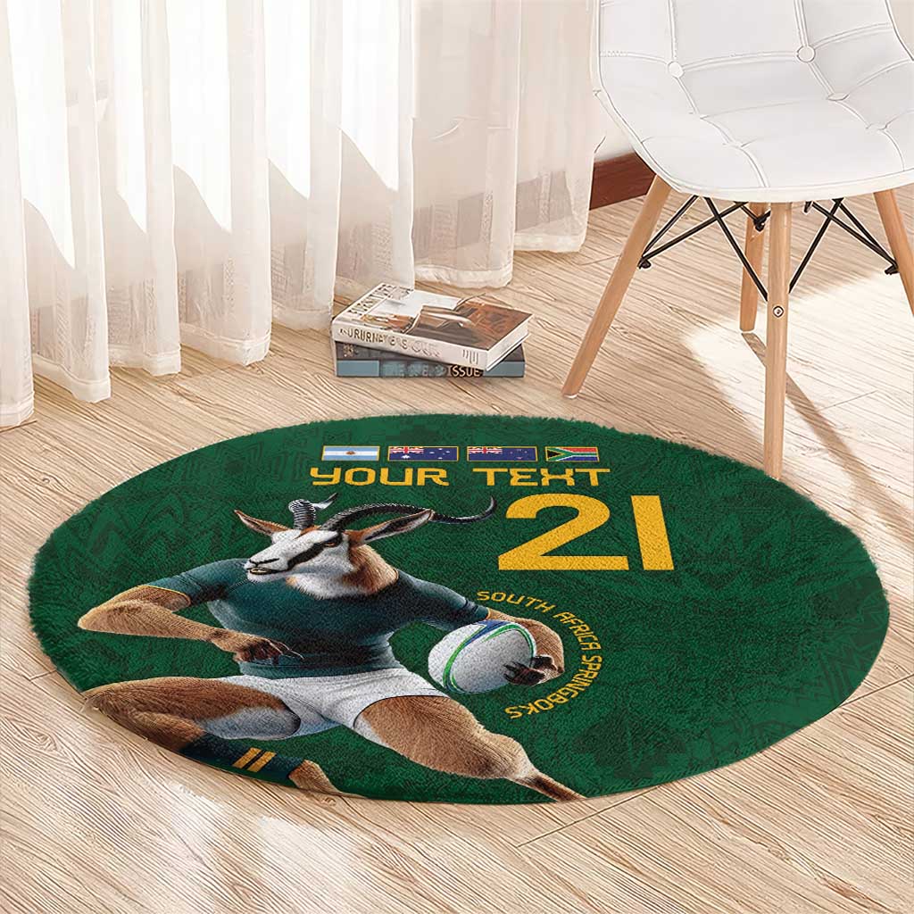 South Africa Rugby Custom Round Carpet Glory Be To Springboks - Wonder Print Shop