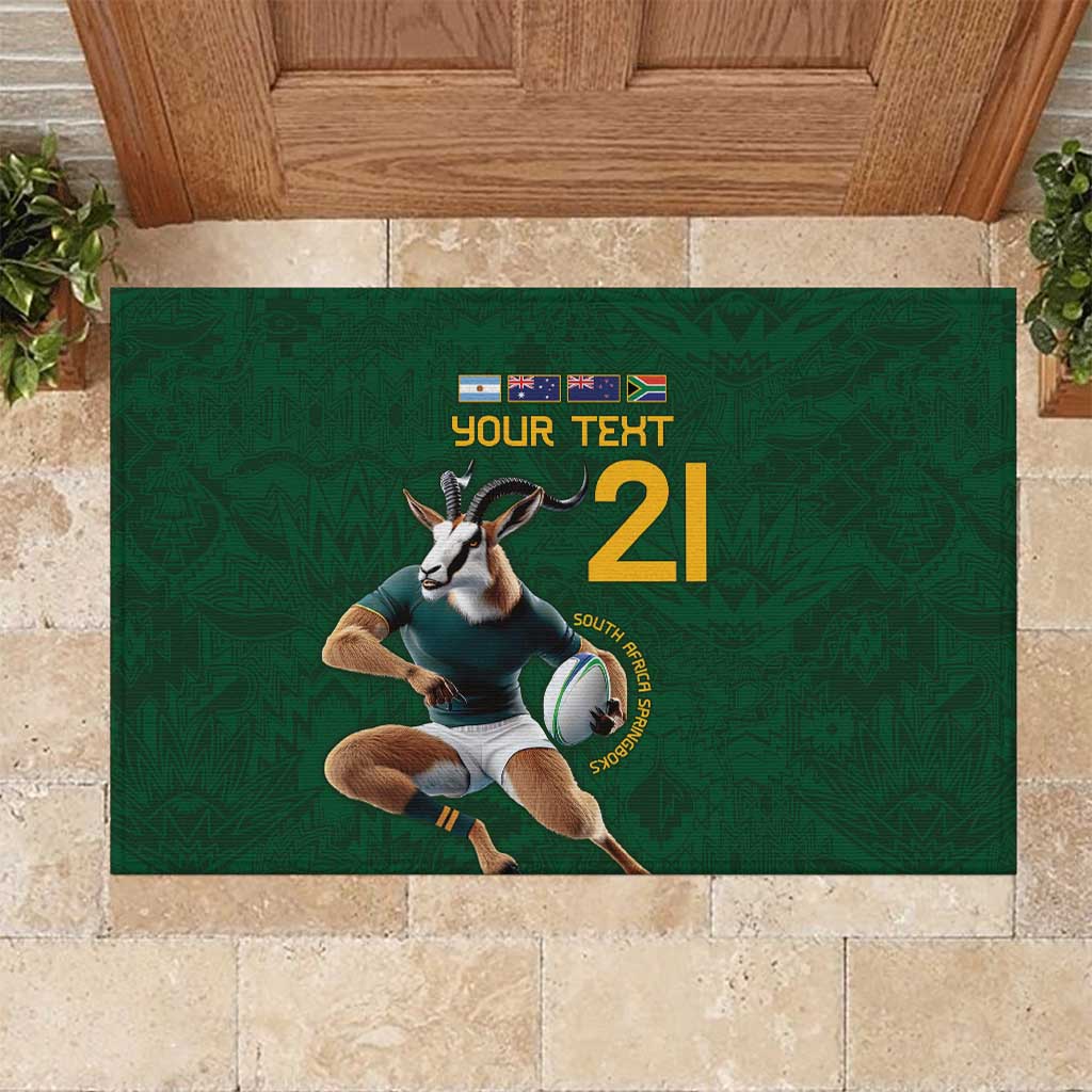 South Africa Rugby Custom Rubber Doormat Glory Be To Springboks - Wonder Print Shop