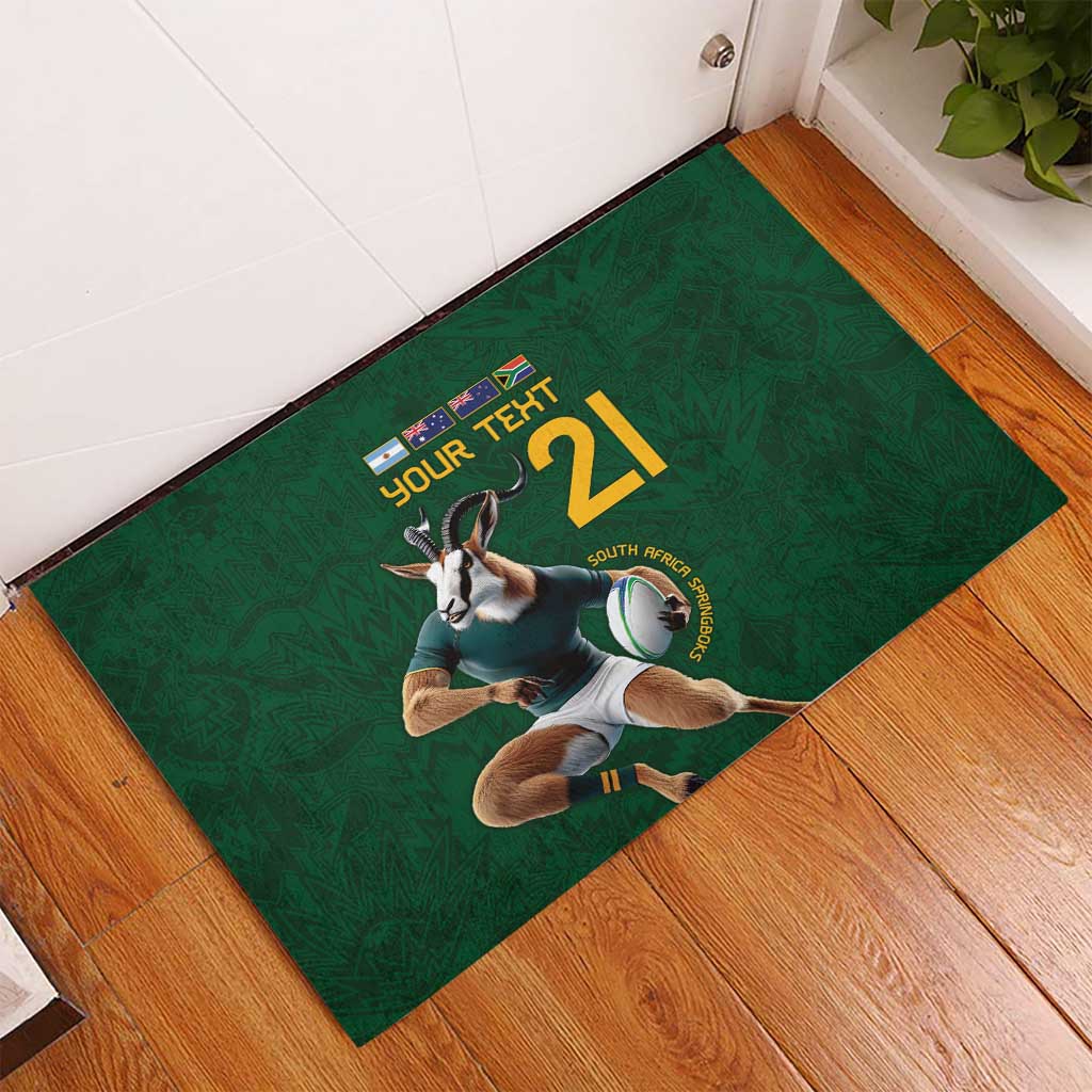 South Africa Rugby Custom Rubber Doormat Glory Be To Springboks - Wonder Print Shop