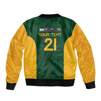 South Africa Rugby Custom Sleeve Zip Bomber Jacket Glory Be To Springboks - Wonder Print Shop