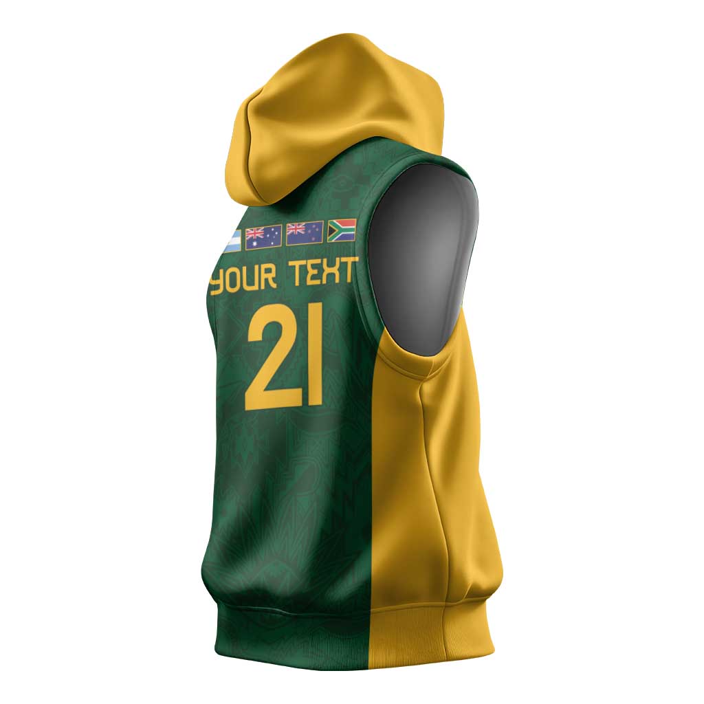 South Africa Rugby Custom Sleeveless Hoodie Glory Be To Springboks - Wonder Print Shop