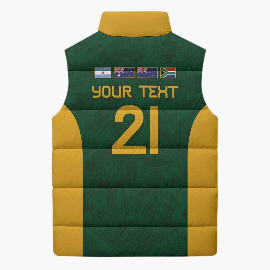 South Africa Rugby Custom Sleeveless Puffer Jacket Glory Be To Springboks - Wonder Print Shop