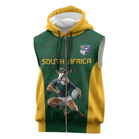 South Africa Rugby Custom Sleeveless Zip Hoodie Glory Be To Springboks - Wonder Print Shop