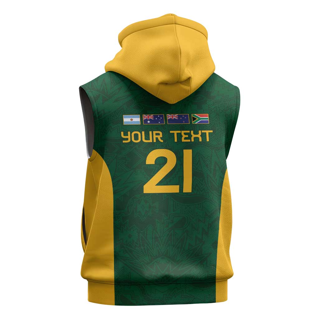 South Africa Rugby Custom Sleeveless Zip Hoodie Glory Be To Springboks - Wonder Print Shop