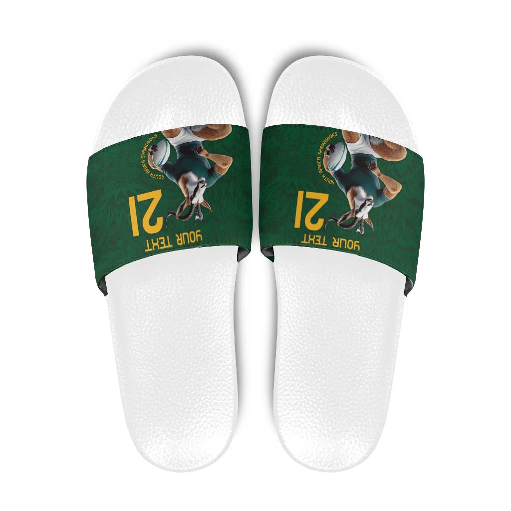 South Africa Rugby Custom Slide Sandals Glory Be To Springboks - Wonder Print Shop