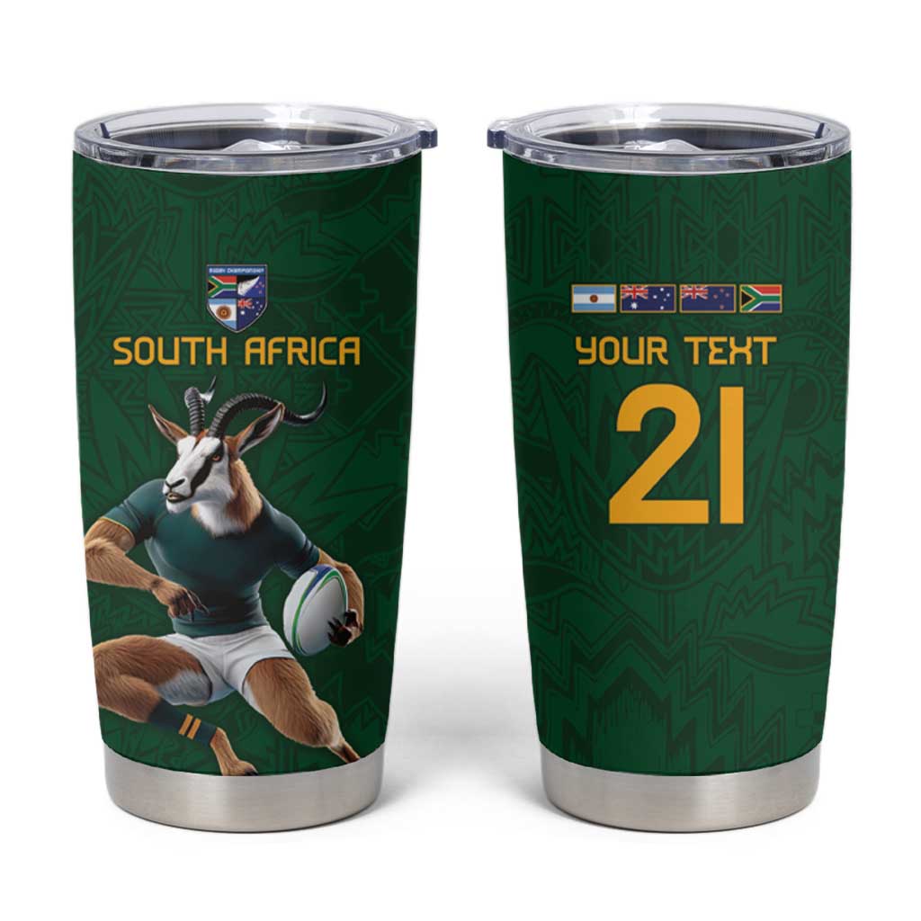 South Africa Rugby Custom Tumbler Cup Glory Be To Springboks - Wonder Print Shop