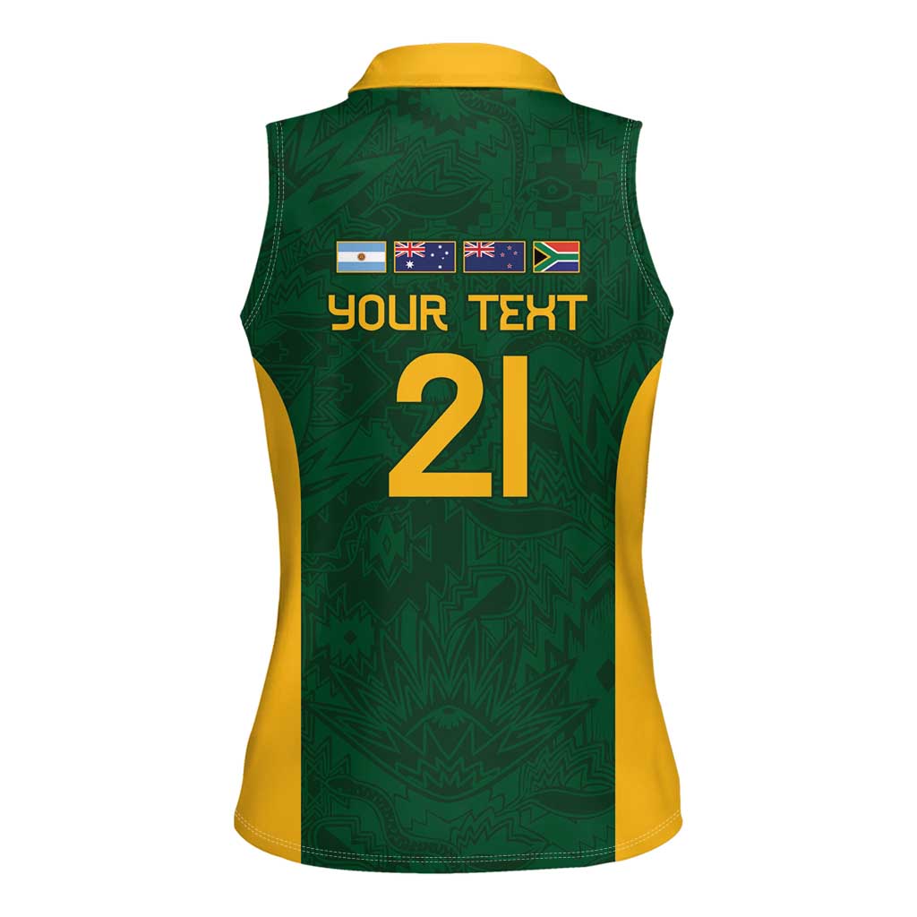 South Africa Rugby Custom Women Sleeveless Polo Shirt Glory Be To Springboks - Wonder Print Shop