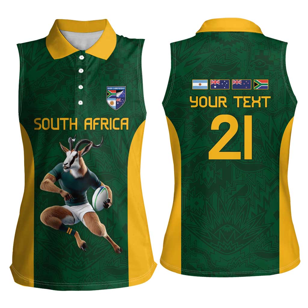 South Africa Rugby Custom Women Sleeveless Polo Shirt Glory Be To Springboks - Wonder Print Shop