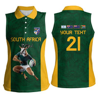 South Africa Rugby Custom Women Sleeveless Polo Shirt Glory Be To Springboks - Wonder Print Shop