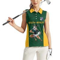 South Africa Rugby Custom Women Sleeveless Polo Shirt Glory Be To Springboks - Wonder Print Shop