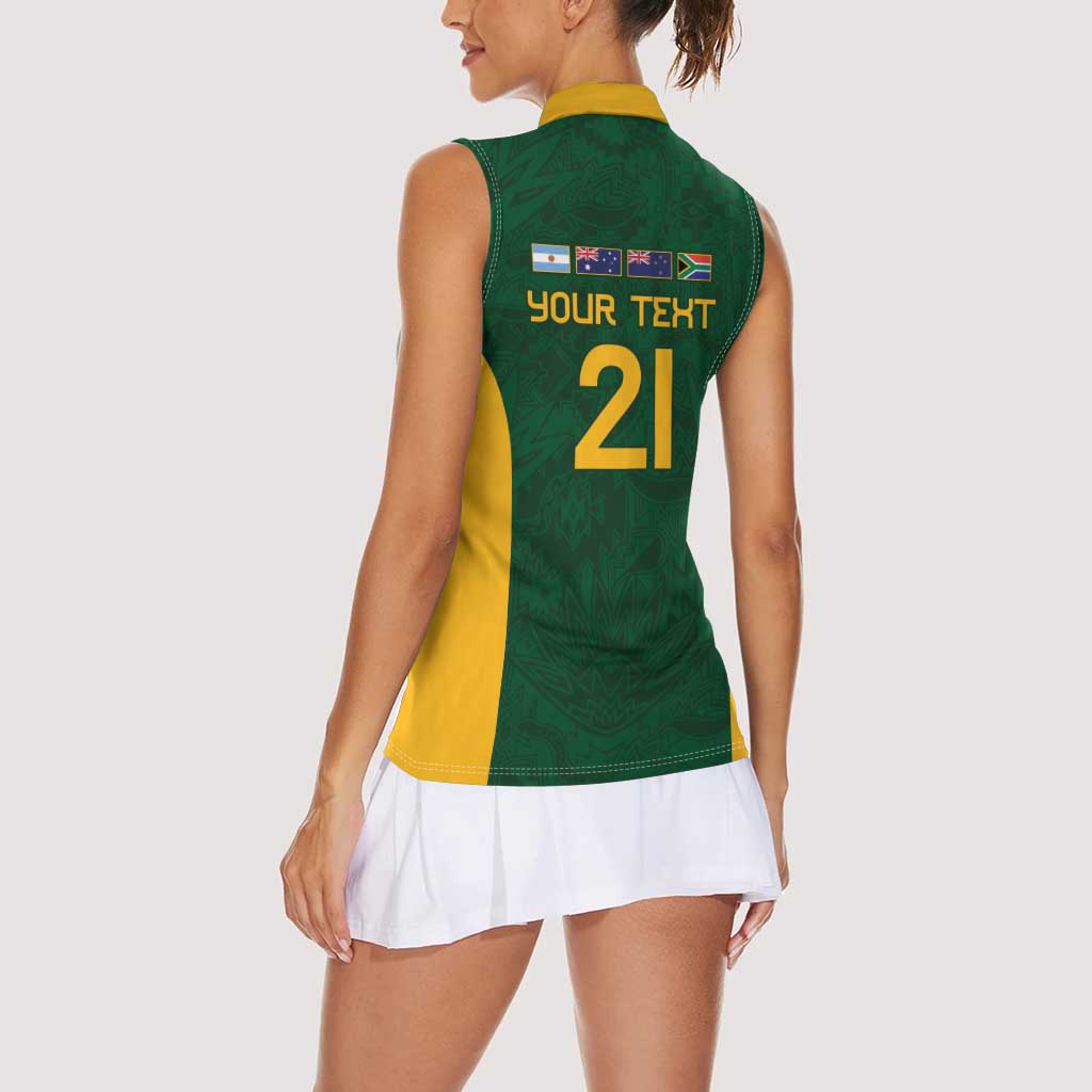 South Africa Rugby Custom Women Sleeveless Polo Shirt Glory Be To Springboks - Wonder Print Shop