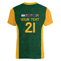 South Africa Rugby Custom Women V-Neck T-Shirt Glory Be To Springboks - Wonder Print Shop