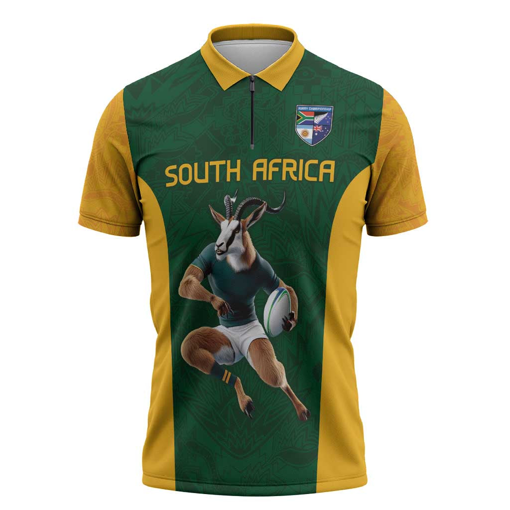 South Africa Rugby Custom Zipper Polo Shirt Glory Be To Springboks - Wonder Print Shop