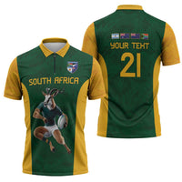 South Africa Rugby Custom Zipper Polo Shirt Glory Be To Springboks - Wonder Print Shop