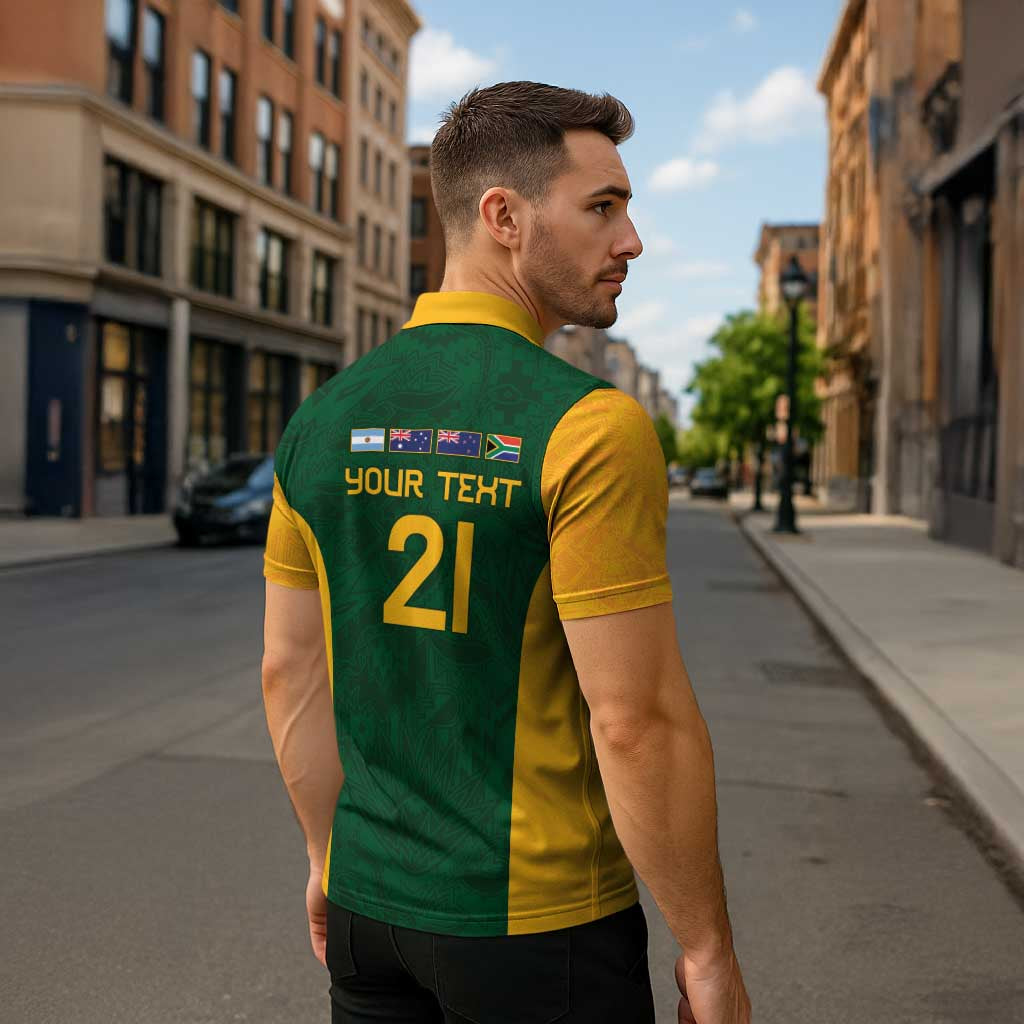 South Africa Rugby Custom Zipper Polo Shirt Glory Be To Springboks - Wonder Print Shop