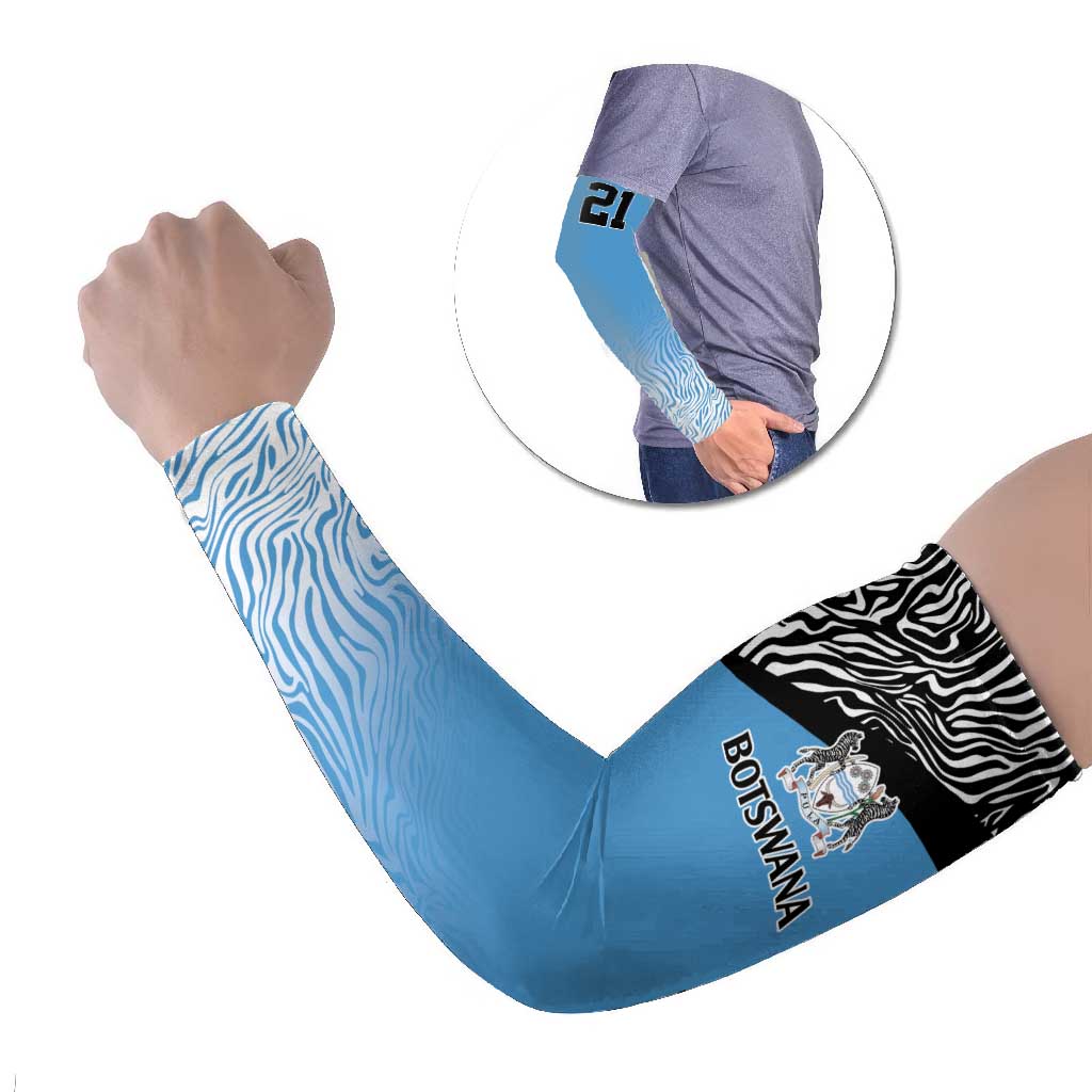 Botswana Cricket Custom Arm Sleeves Baggy Blues Zebra Skins Pattern - Wonder Print Shop