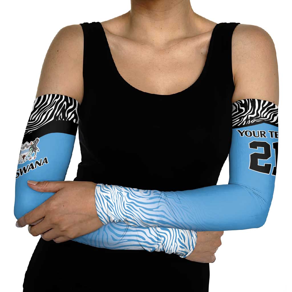 Botswana Cricket Custom Arm Sleeves Baggy Blues Zebra Skins Pattern - Wonder Print Shop
