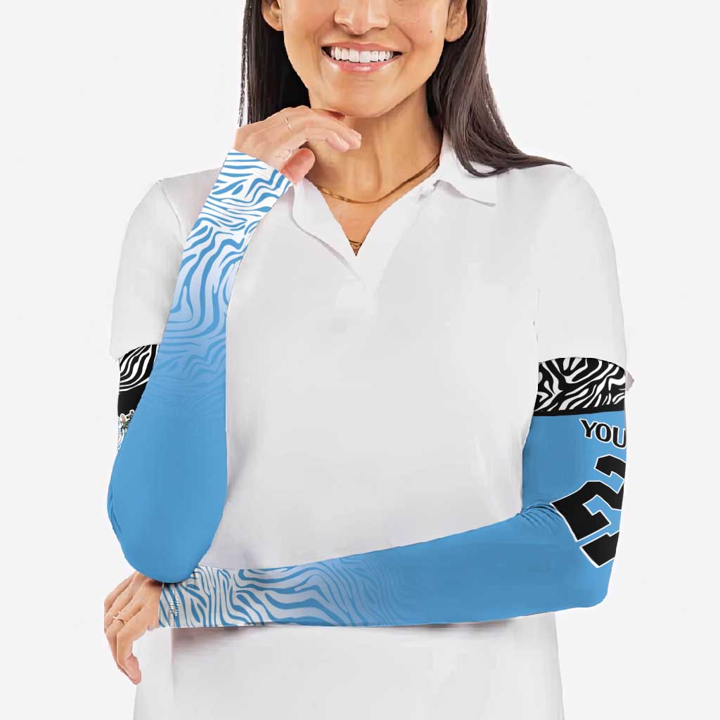 Botswana Cricket Custom Arm Sleeves Baggy Blues Zebra Skins Pattern - Wonder Print Shop