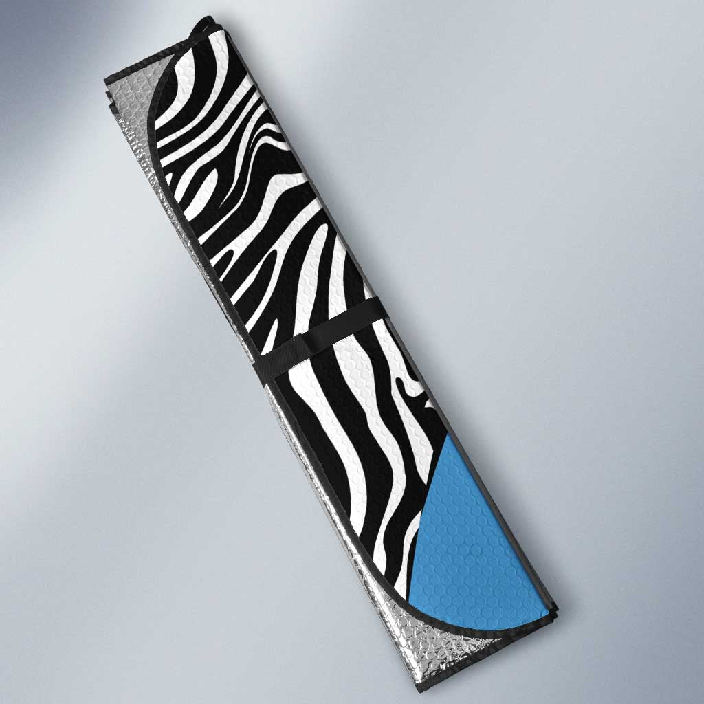 Botswana Cricket Custom Auto Sun Shade Baggy Blues Zebra Skins Pattern - Wonder Print Shop