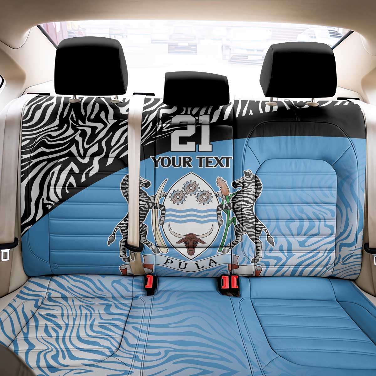 Botswana Cricket Custom Back Car Seat Cover Baggy Blues Zebra Skins Pattern - Wonder Print Shop