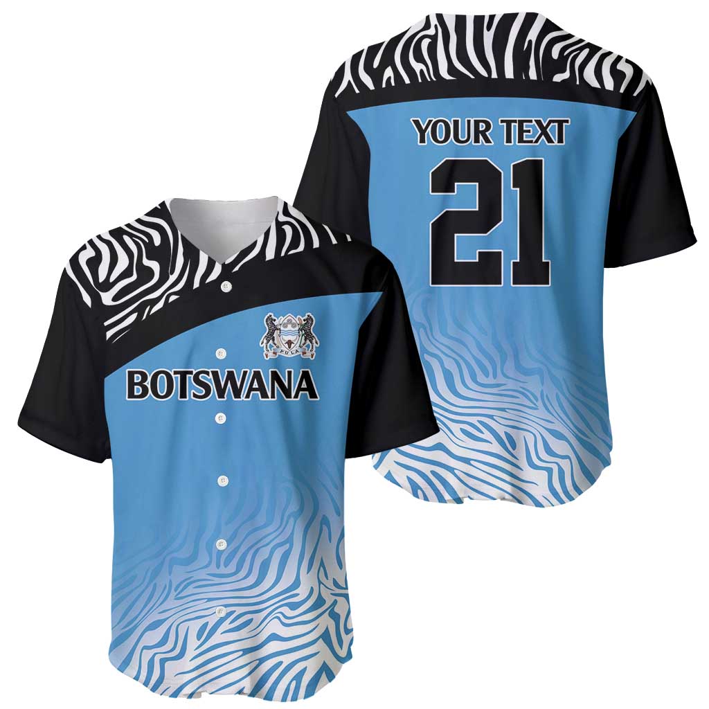 Botswana Cricket Custom Baseball Jersey Baggy Blues Zebra Skins Pattern - Wonder Print Shop