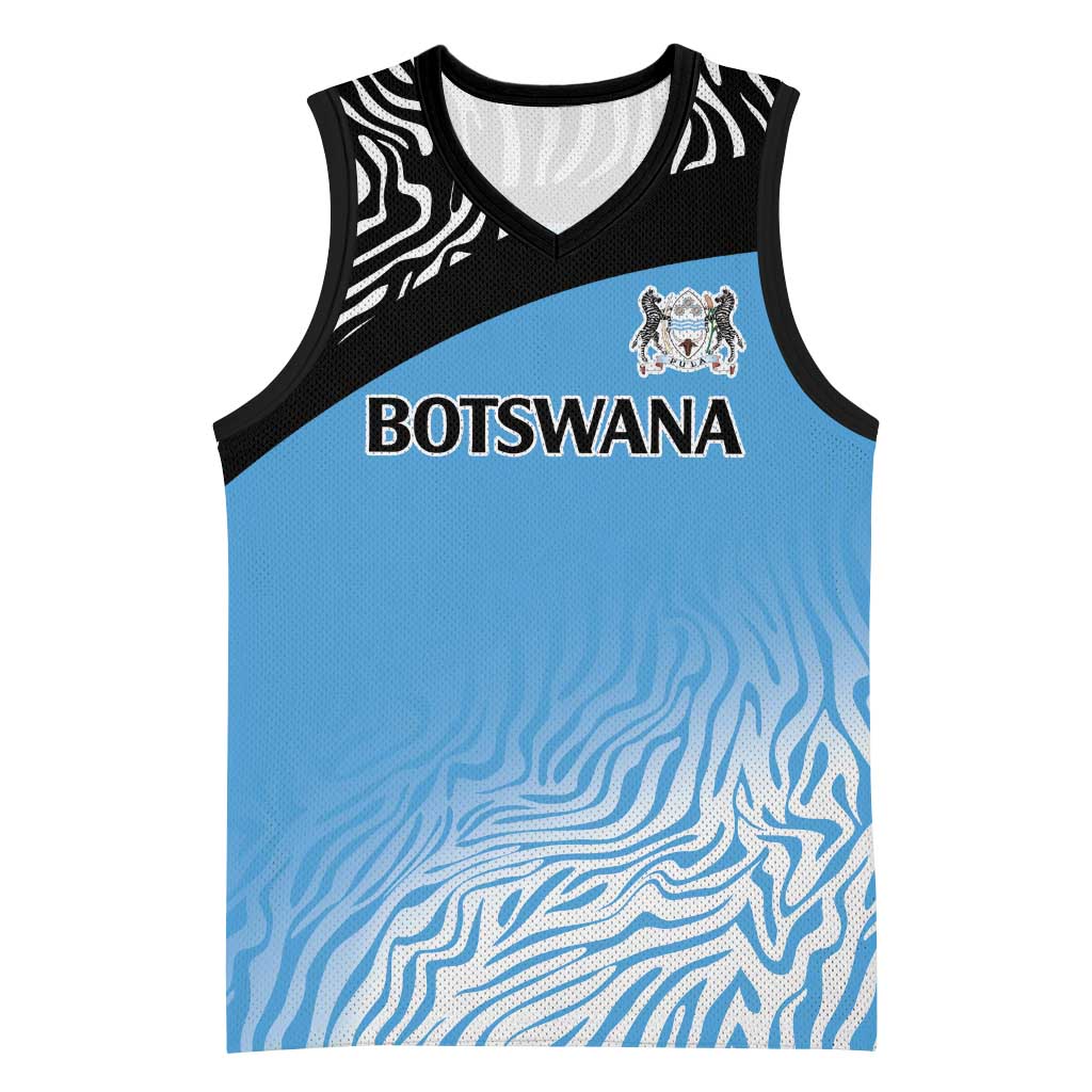 Botswana Cricket Custom Basketball Jersey Baggy Blues Zebra Skins Pattern - Wonder Print Shop