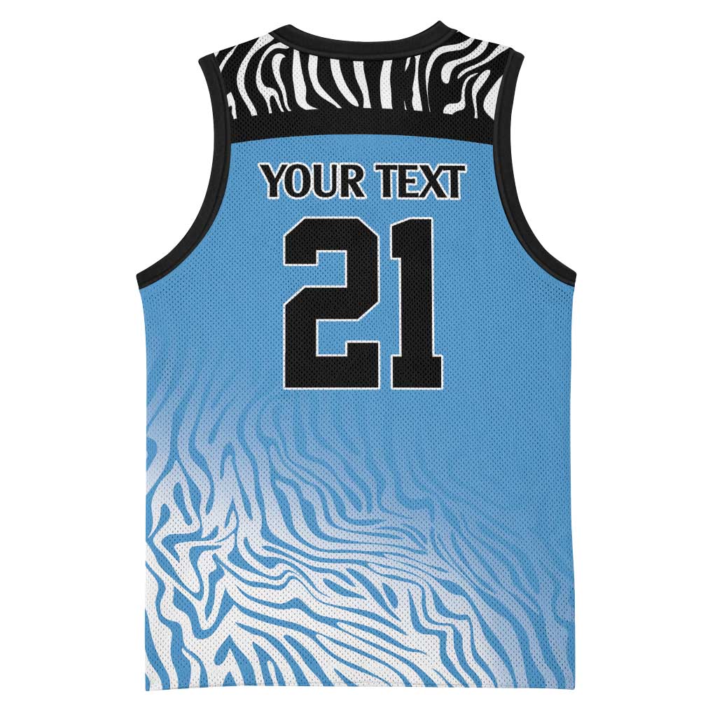 Botswana Cricket Custom Basketball Jersey Baggy Blues Zebra Skins Pattern - Wonder Print Shop