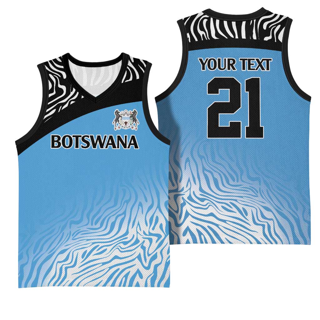 Botswana Cricket Custom Basketball Jersey Baggy Blues Zebra Skins Pattern - Wonder Print Shop