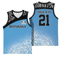 Botswana Cricket Custom Basketball Jersey Baggy Blues Zebra Skins Pattern - Wonder Print Shop