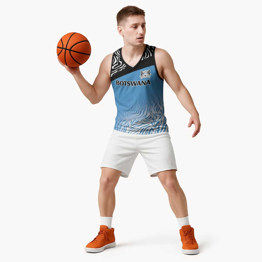 Botswana Cricket Custom Basketball Jersey Baggy Blues Zebra Skins Pattern - Wonder Print Shop