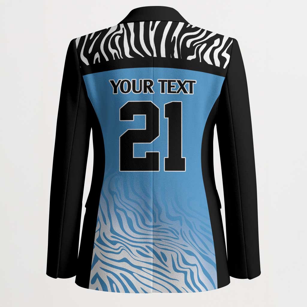 Botswana Cricket Custom Blazer Baggy Blues Zebra Skins Pattern - Wonder Print Shop