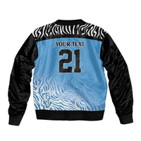 Botswana Cricket Custom Bomber Jacket Baggy Blues Zebra Skins Pattern - Wonder Print Shop