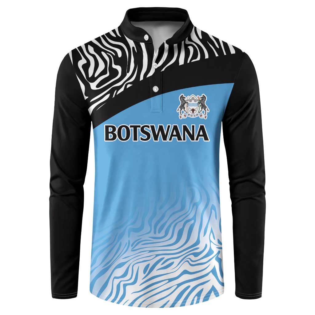 Botswana Cricket Custom Button Sweatshirt Baggy Blues Zebra Skins Pattern - Wonder Print Shop