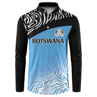 Botswana Cricket Custom Button Sweatshirt Baggy Blues Zebra Skins Pattern - Wonder Print Shop