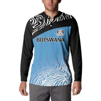 Botswana Cricket Custom Button Sweatshirt Baggy Blues Zebra Skins Pattern - Wonder Print Shop
