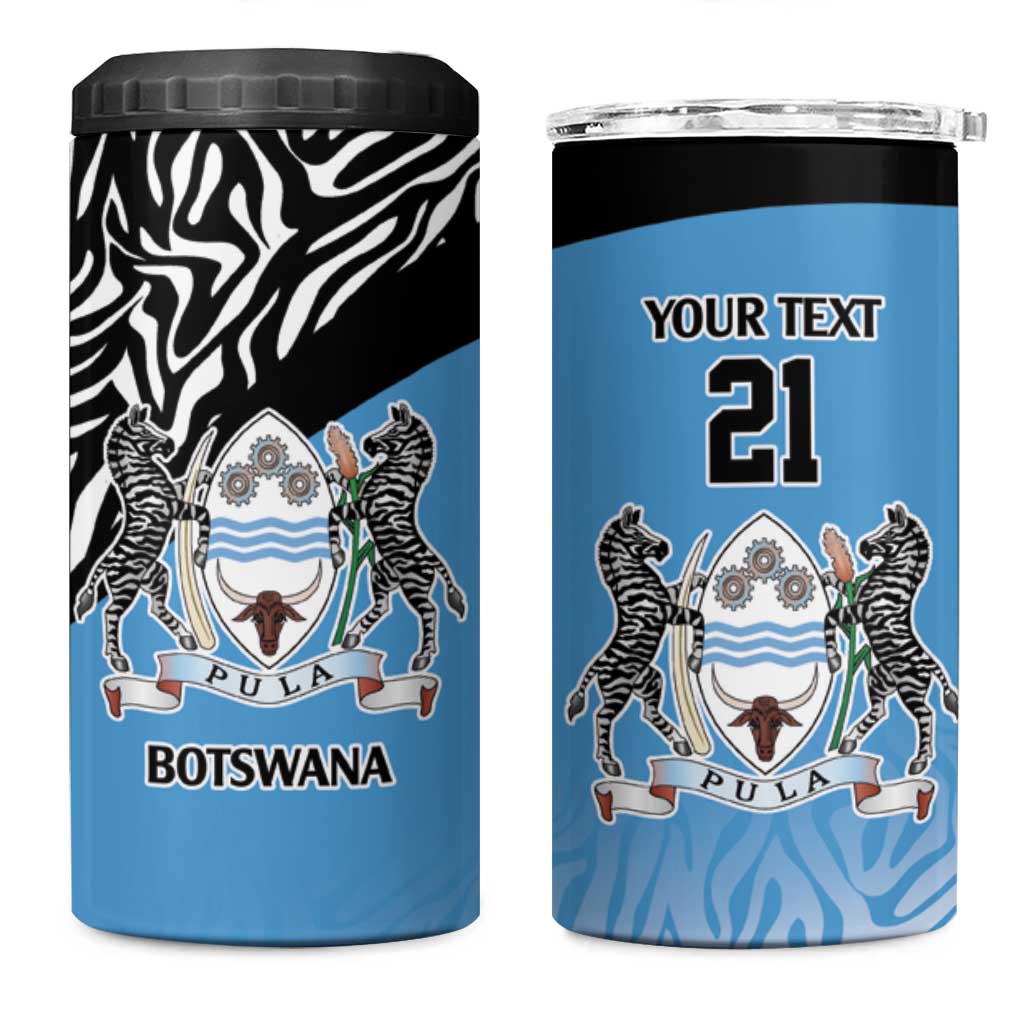 Botswana Cricket Custom 4 in 1 Can Cooler Tumbler Baggy Blues Zebra Skins Pattern - Wonder Print Shop
