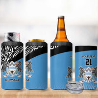 Botswana Cricket Custom 4 in 1 Can Cooler Tumbler Baggy Blues Zebra Skins Pattern - Wonder Print Shop