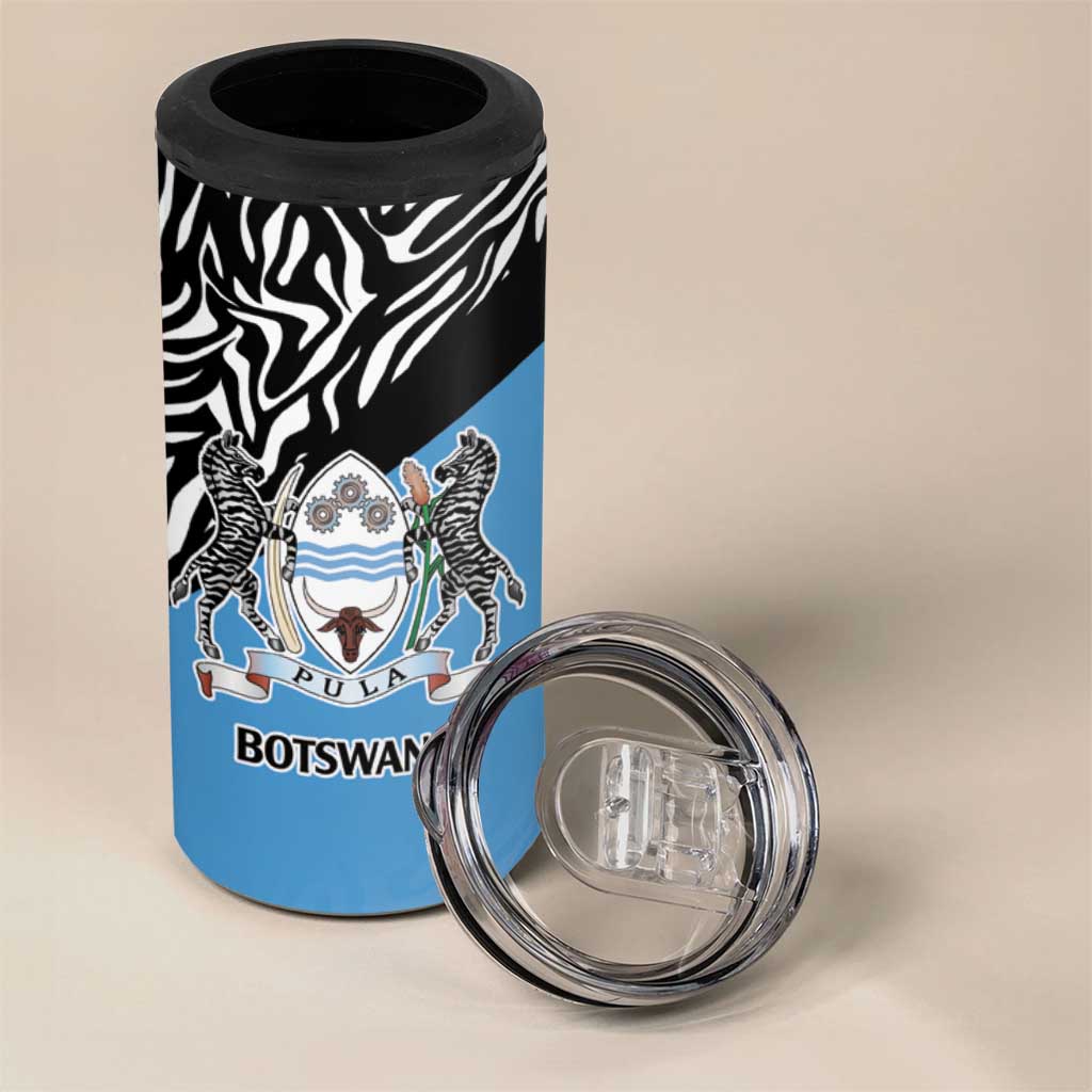 Botswana Cricket Custom 4 in 1 Can Cooler Tumbler Baggy Blues Zebra Skins Pattern - Wonder Print Shop