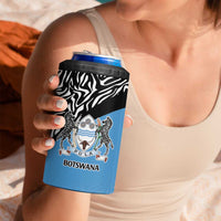 Botswana Cricket Custom 4 in 1 Can Cooler Tumbler Baggy Blues Zebra Skins Pattern - Wonder Print Shop