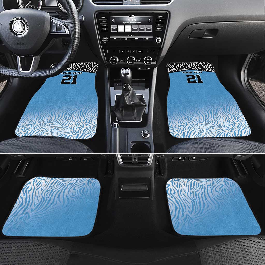 Botswana Cricket Custom Car Mats Baggy Blues Zebra Skins Pattern - Wonder Print Shop