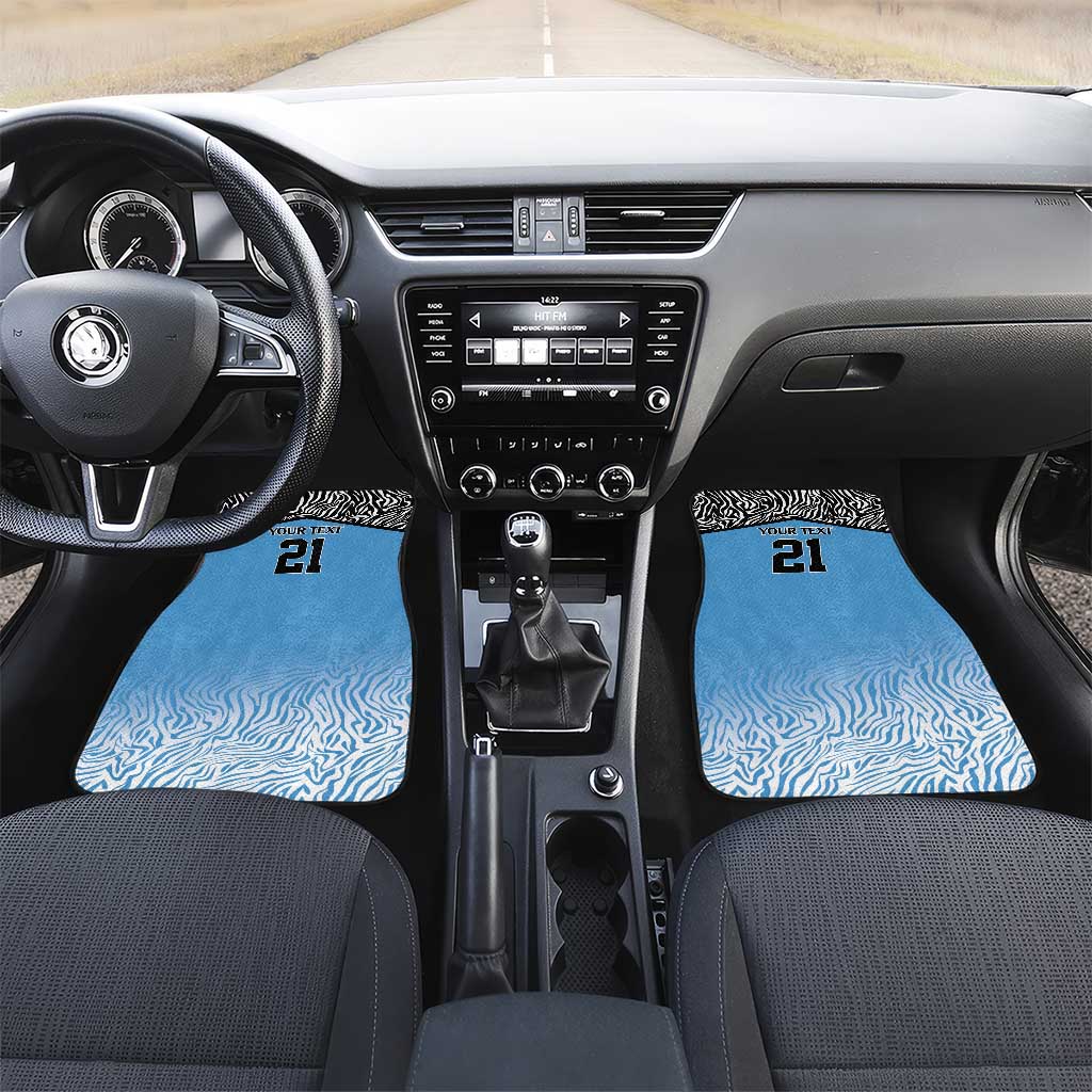 Botswana Cricket Custom Car Mats Baggy Blues Zebra Skins Pattern - Wonder Print Shop