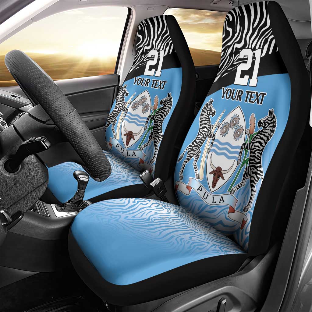 Botswana Cricket Custom Car Seat Cover Baggy Blues Zebra Skins Pattern - Wonder Print Shop