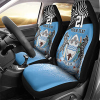 Botswana Cricket Custom Car Seat Cover Baggy Blues Zebra Skins Pattern - Wonder Print Shop