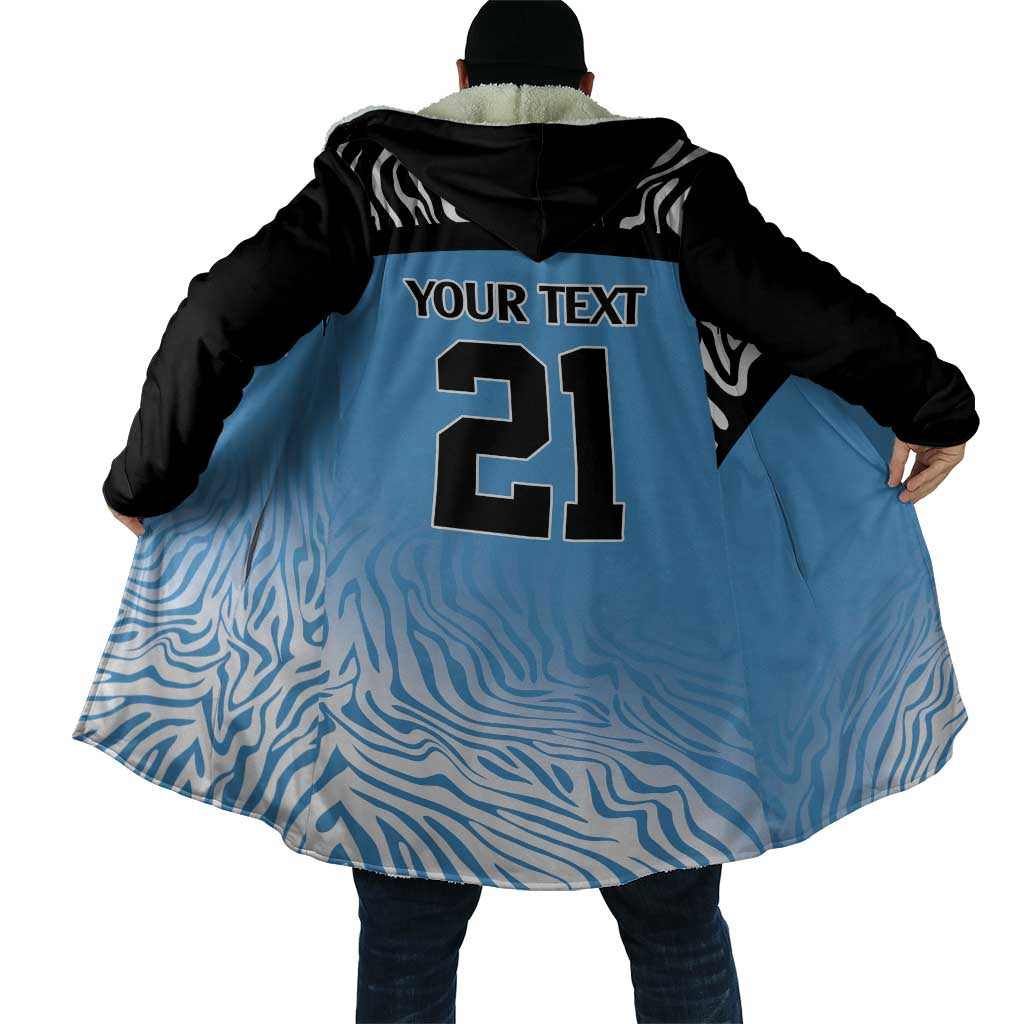 Botswana Cricket Custom Cloak Baggy Blues Zebra Skins Pattern - Wonder Print Shop