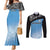 Botswana Cricket Custom Couples Matching Mermaid Dress and Long Sleeve Button Shirt Baggy Blues Zebra Skins Pattern - Wonder Print Shop
