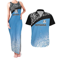 Botswana Cricket Custom Couples Matching Tank Maxi Dress and Hawaiian Shirt Baggy Blues Zebra Skins Pattern - Wonder Print Shop