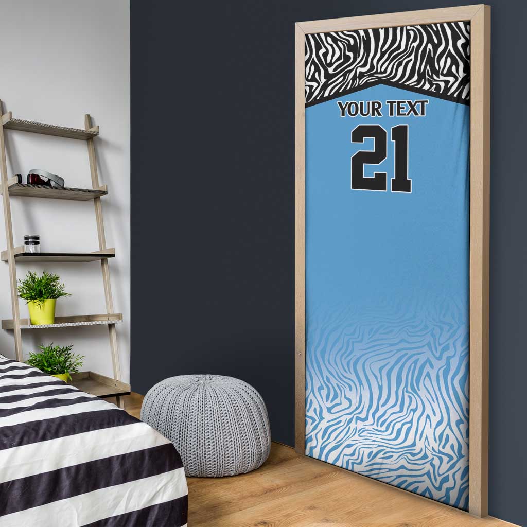Botswana Cricket Custom Door Cover Baggy Blues Zebra Skins Pattern - Wonder Print Shop