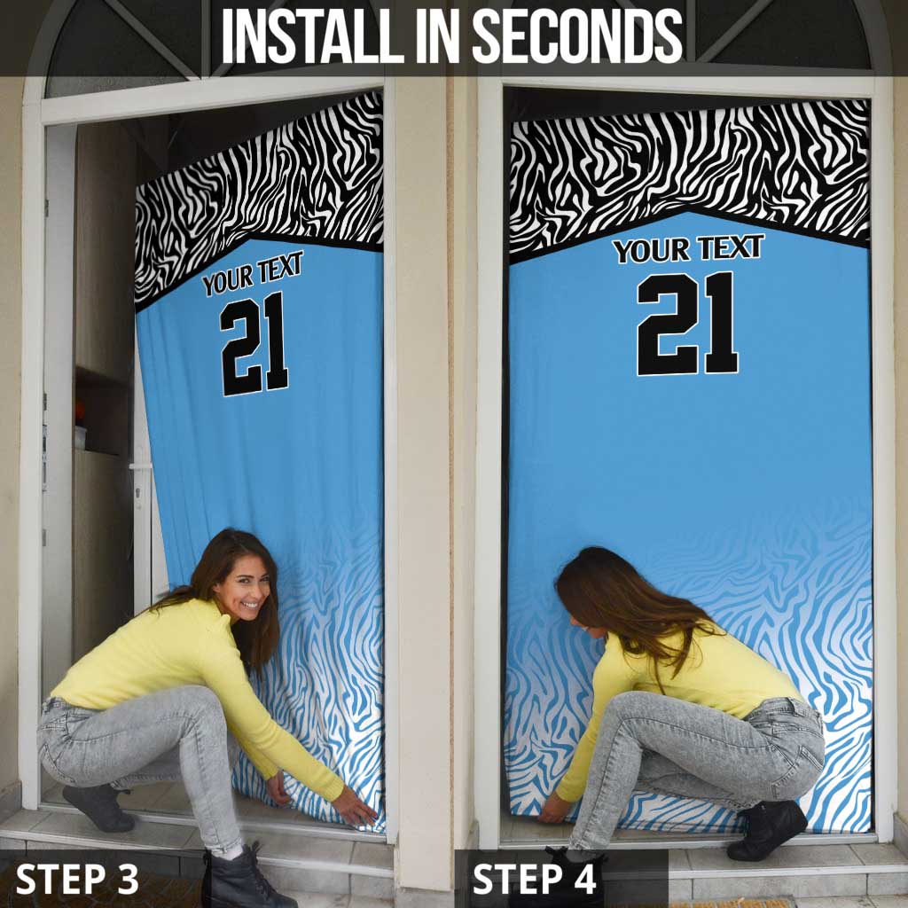 Botswana Cricket Custom Door Cover Baggy Blues Zebra Skins Pattern - Wonder Print Shop