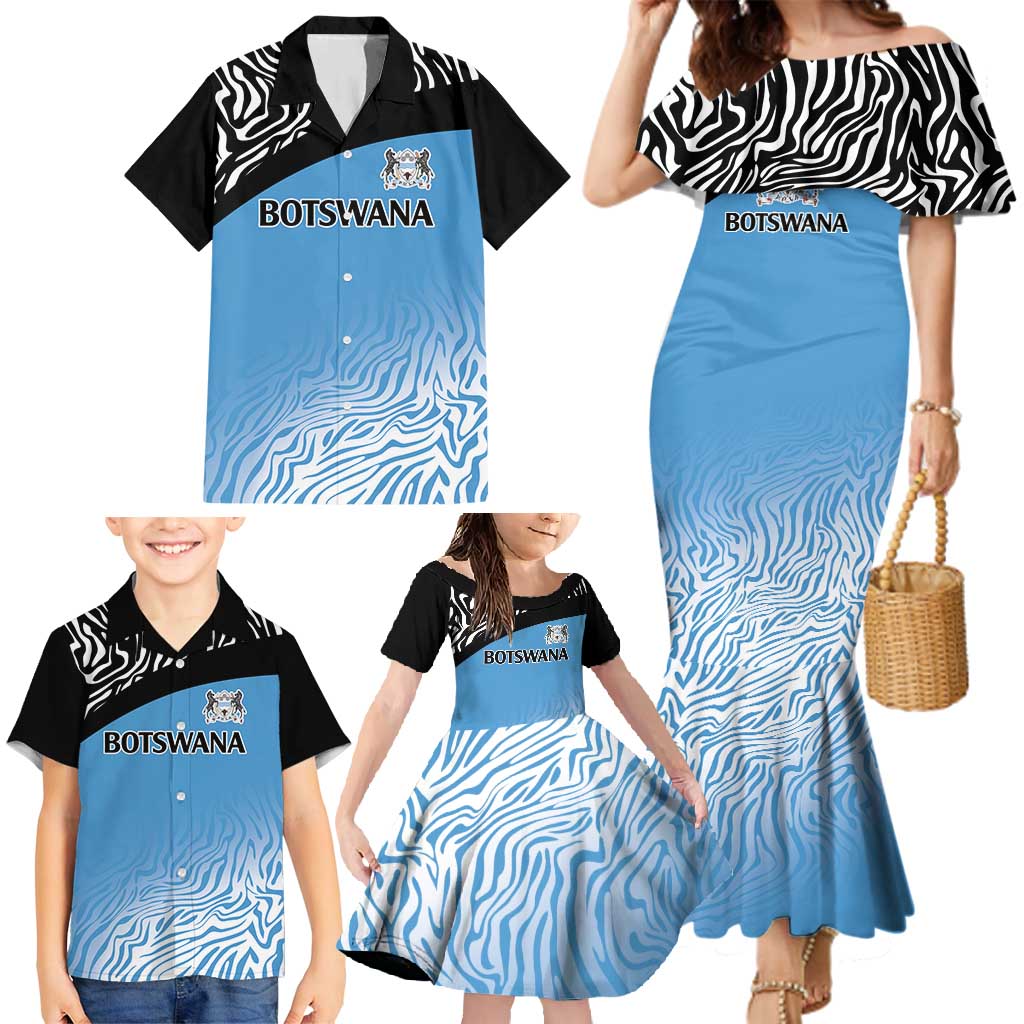 Botswana Cricket Custom Family Matching Mermaid Dress and Hawaiian Shirt Baggy Blues Zebra Skins Pattern - Wonder Print Shop